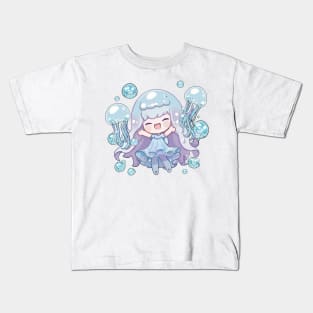 Pastel Jellyfish Girl Chibi Anime Art Kids T-Shirt